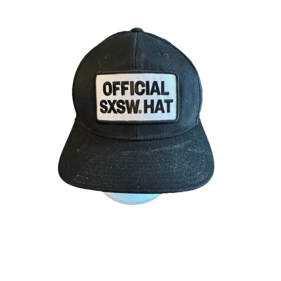 Official SXSW Hat Black SnapBack Cap Patch One Ten Flexfit Tech Austin Texas - Picture 2 of 9